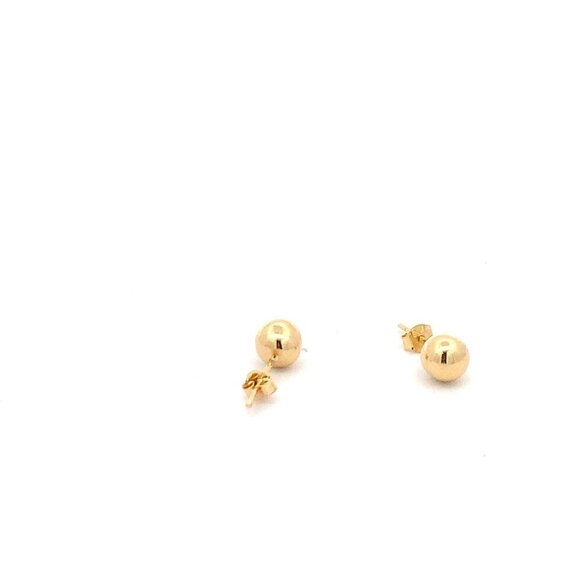 18K Yellow Gold Earrings Stud Balls Polished 0.88 grams - Picture 8 of 12